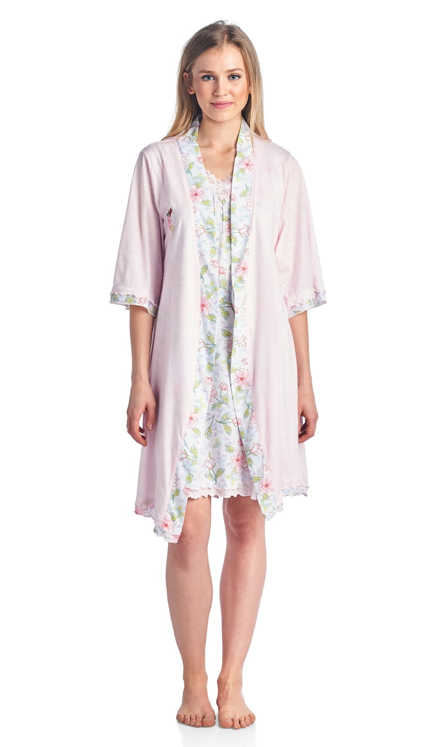 Casual Nights Women s Cotton Blend Sleepwear Gown and Robe Set Walmart