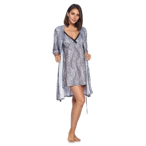 Casual Nights Women's Sleepwear 2 Piece Rayon Nightgown and Robe Set