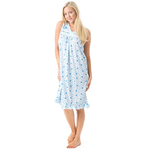 Casual Nights Women's Sleeveless Floral Embroidered Night Gown