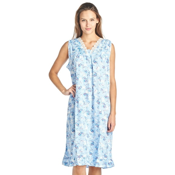 Casual Nights Women's Sleeveless Floral Lace and Ribbon Nightgown