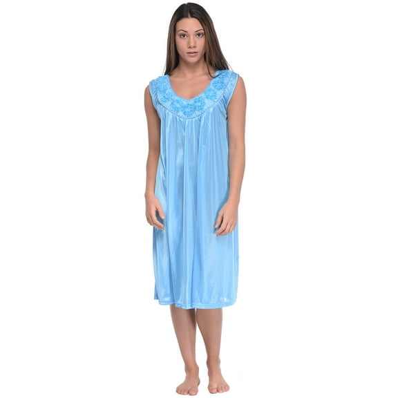 Casual Nights Women's Sleeveless Flower Satin Nightgown