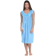 Casual Nights Womens Sleeveless Flower Satin Nightgown
