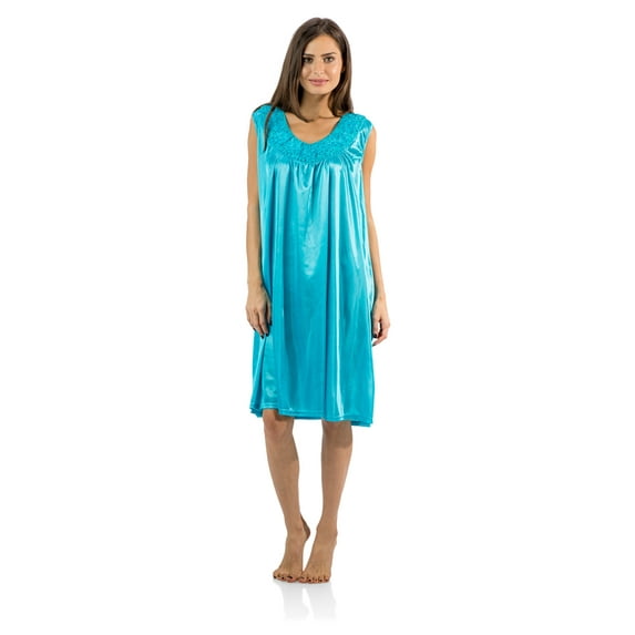 Casual Nights Women's Sleeveless Flower Satin Nightgown