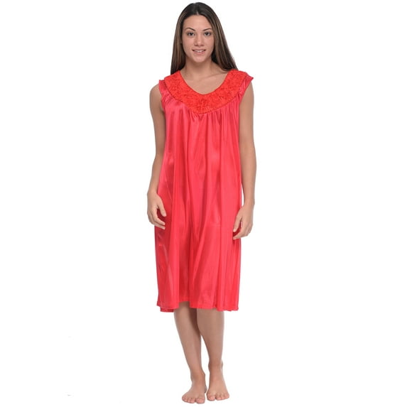 Casual Nights Women's Sleeveless Flower Satin Nightgown