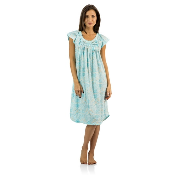 Casual Nights Women's Smocked Lace Short Sleeve Nightgown