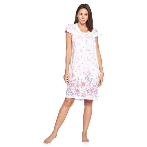 Casual Nights Women's Smocked Lace Short Sleeve Nightgown