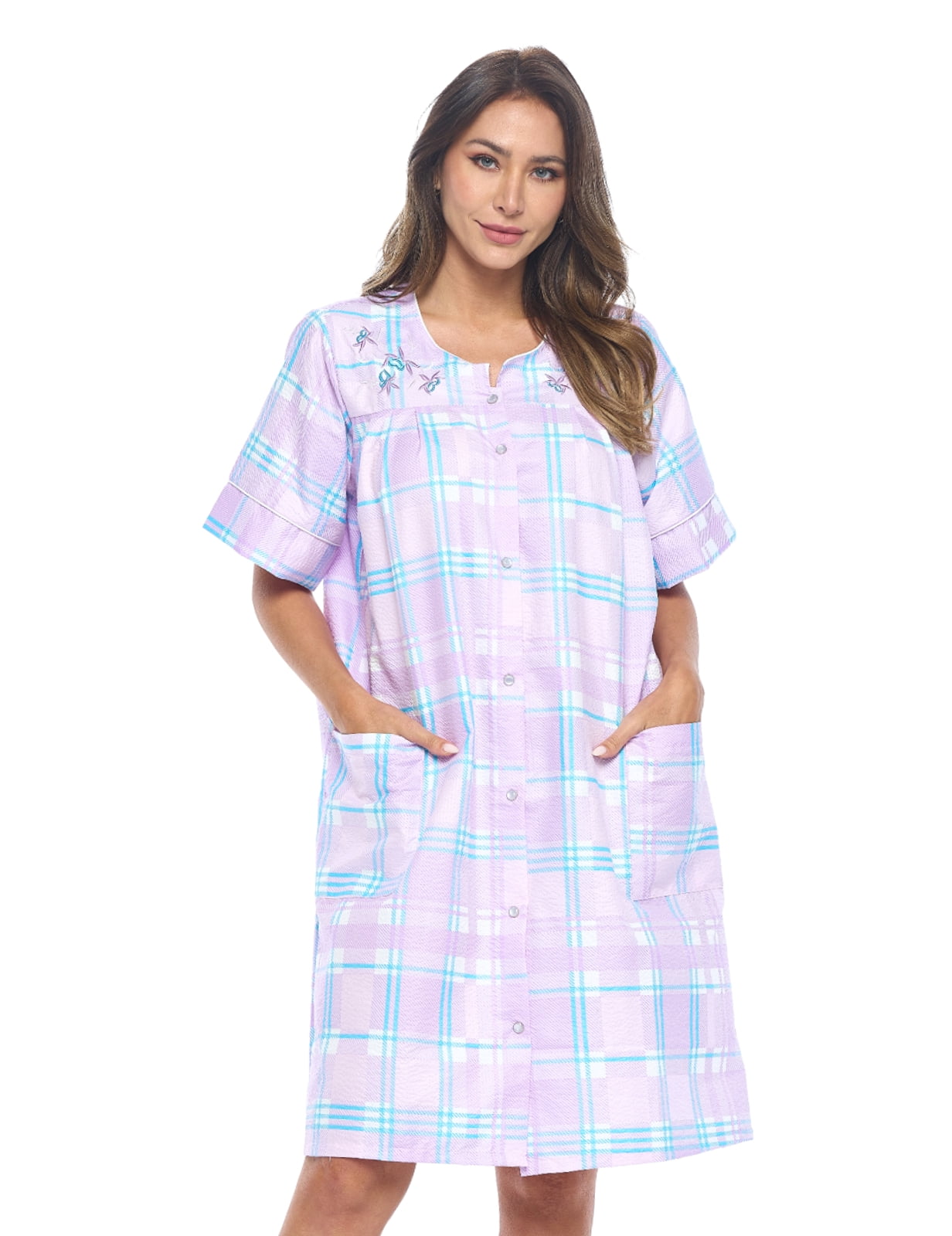 Casual Nights Women s Snap Front House Dress Short Australia Ubuy