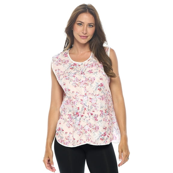 Casual Nights Women's Snap Front Smock Cobbler Woven Scrub Apron with Pockets