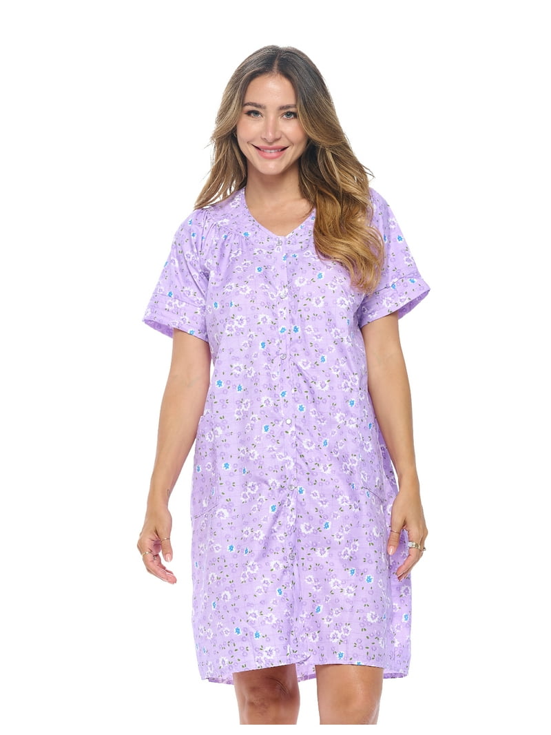 white christmas dresses Women's Short Sleeve Snap Front Housedress / Duster # 701LW – Professional  Fit Clothing main image 0