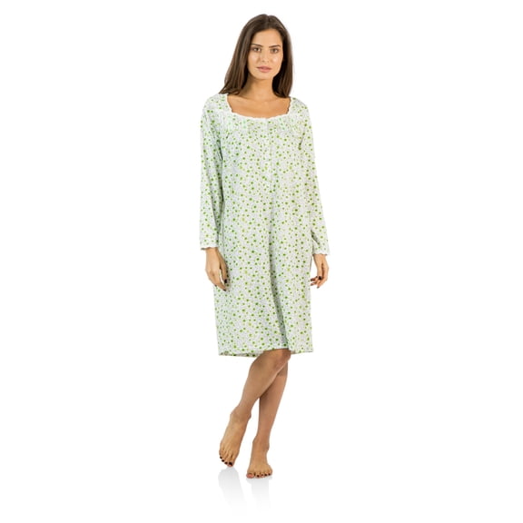 Casual Nights Women's Square Neck Long Sleeve Floral Nightgown