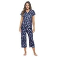 thumbnail image 1 of Casual Nights Women's Super Soft Capri Pajamas Set, Short Sleeve Button Down Shirt with Pants PJ Set with Pockets, 1 of 5