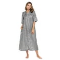 thumbnail image 1 of Casual Nights Women's Zip Front Seersucker House Dress 3/4 Sleeves Housecoat Long Duster Lounger, 1 of 5