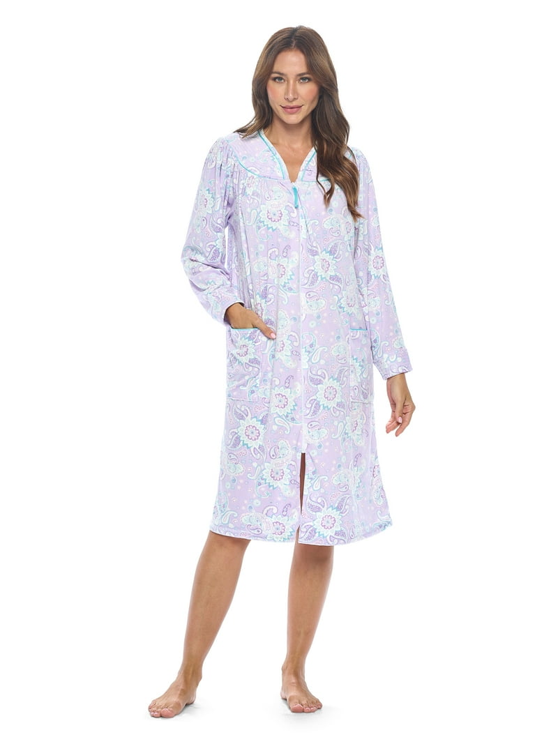 Casual Nights Women's Housecoats Zippered Front Velour Duster