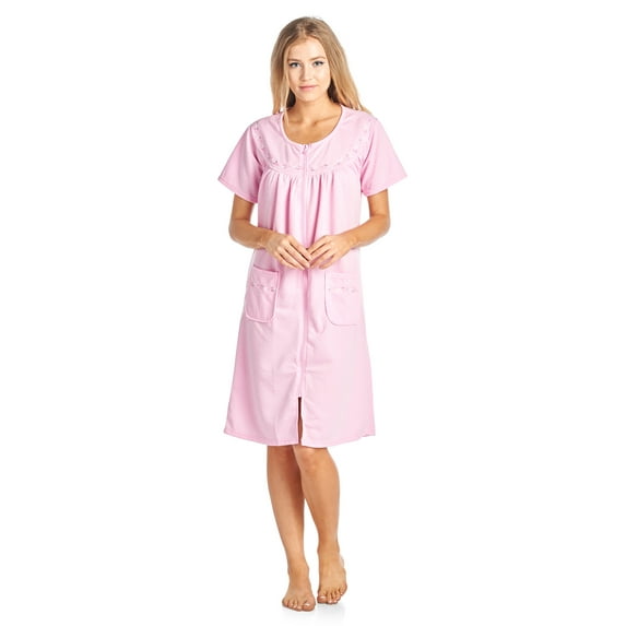 Casual Nights Women's Zip Up Short Sleeve Quilted Duster