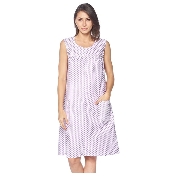 Casual Nights Women's Zipper Front House Dress Sleeveless Seersucker Housecoat Duster Lounger