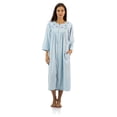 thumbnail image 1 of Casual Nights - Women's Jacquard Fleece Zip Front Robe, Duster For Ladies, 3/4 Sleeve Housecoat Duster with Pockets, 46 Inch Length, Blue Large, 1 of 4