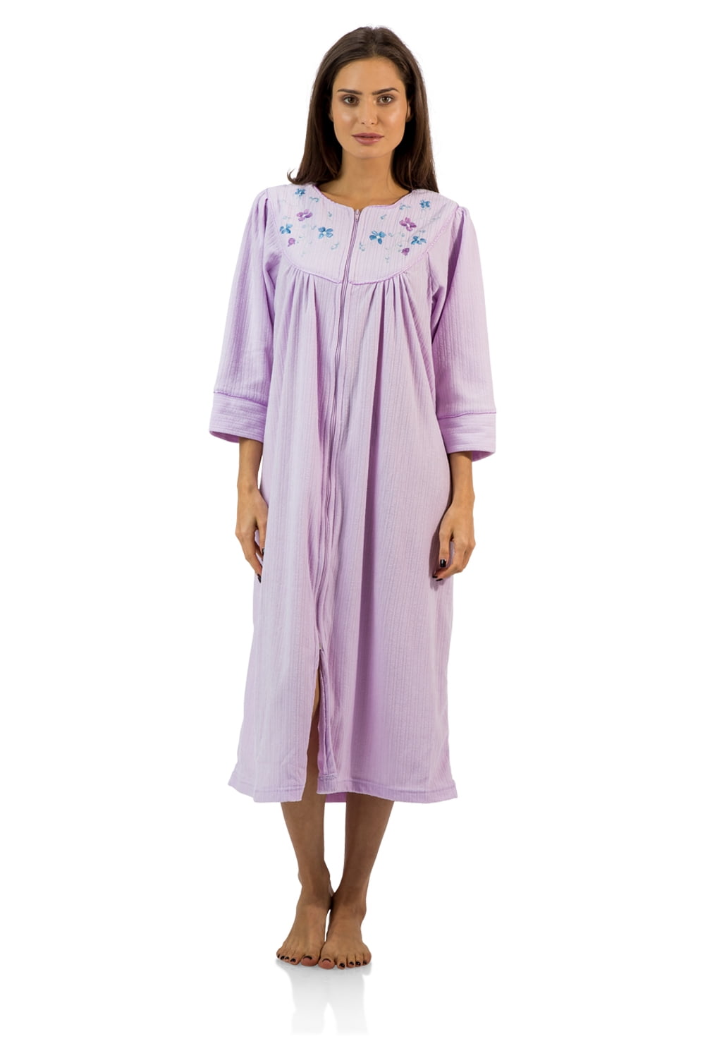 Casual Nights Women's Zipper Front Jacquard Fleece Long Robe Duster ...