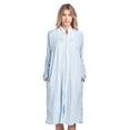 thumbnail image 1 of Casual Nights Women's Jacquard Fleece Zip Front Robe, Long Housecoat with Pockets, Mid-Calf Duster, Terry Poly Lounge Robe, Blue X-Large, 1 of 5