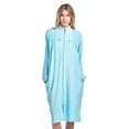 thumbnail image 1 of Casual Nights Women's Jacquard Fleece Zip Front Robe, Long Housecoat with Pockets, Mid-Calf Duster, Terry Poly Lounge Robe, Green Large, 1 of 5