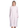 thumbnail image 1 of Casual Nights Women's Jacquard Fleece Zip Front Robe, Long Housecoat with Pockets, Mid-Calf Duster, Terry Poly Lounge Robe, Pink Small, 1 of 5