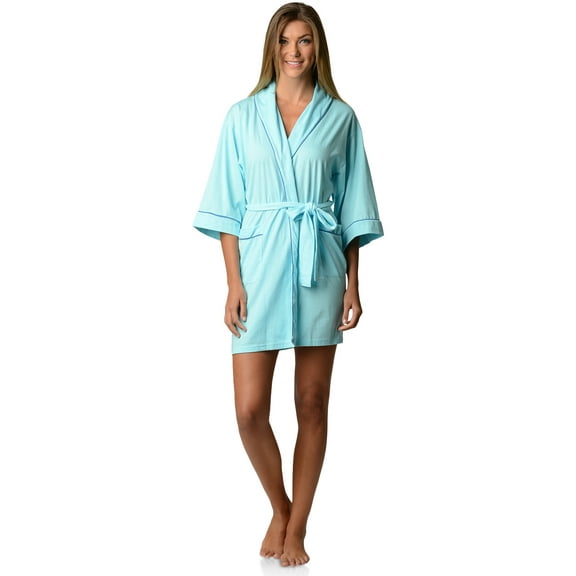 Casual Nights Womens Jersey Kimono Short Robe