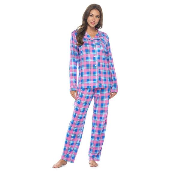 Casual Nights Womens Rayon Printed Long Sleeve Soft Pajama Set