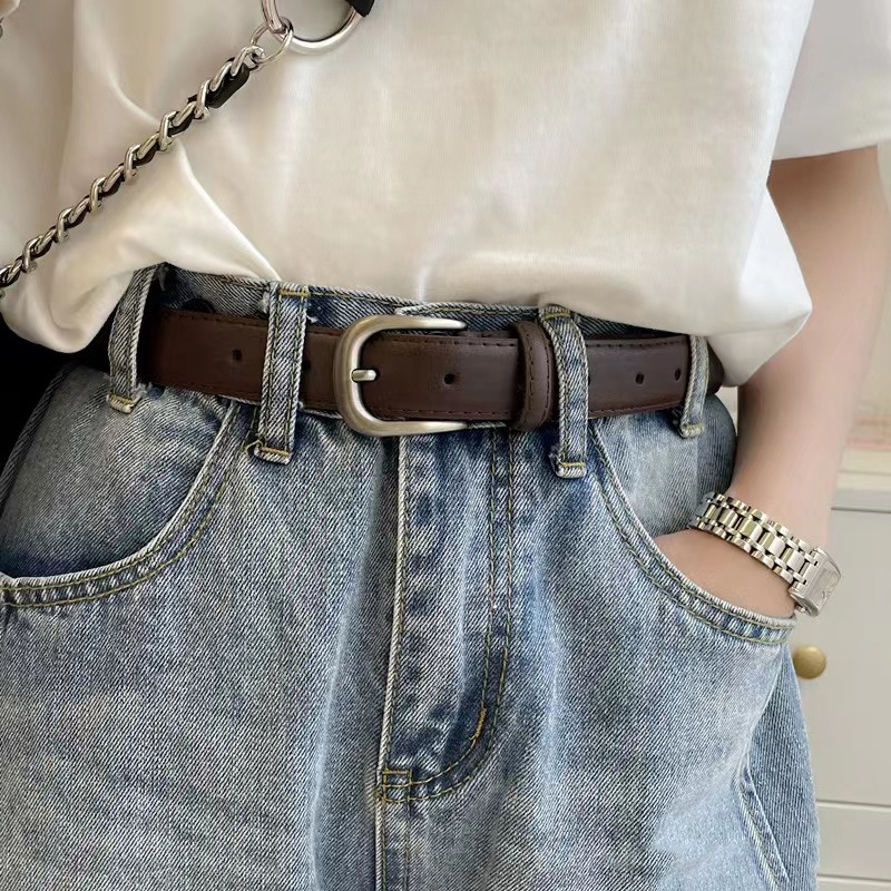 Casual Nohole Buckle Belts for Women Vintage Belt Luxury Designer