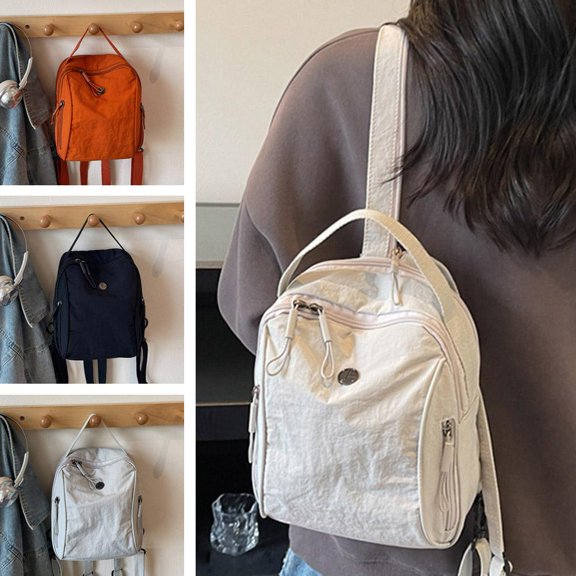 Casual Nylon Backpack for Women & Men, Lightweight Travel Daypack with Multiple Pockets, Versatile Outdoor Work Bag