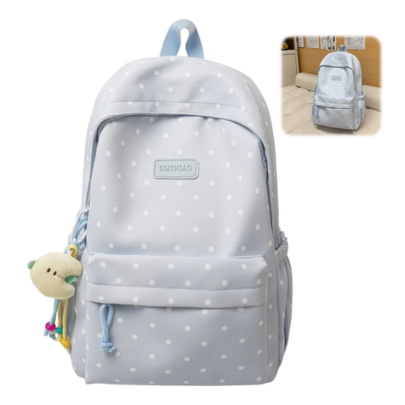 Casual Nylon Polka Dot Backpack, Fashion Large Everyday Daypack, Coquette Bookpack for Campus Weekend Commute