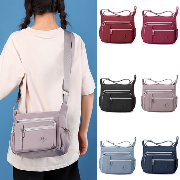 Casual Nylon Shoulder Bag for Women Waterproof Lightweight Crossbody Purse Multi Pockets Ladies Shoulder Bag Travel Purses and Handbags Blue