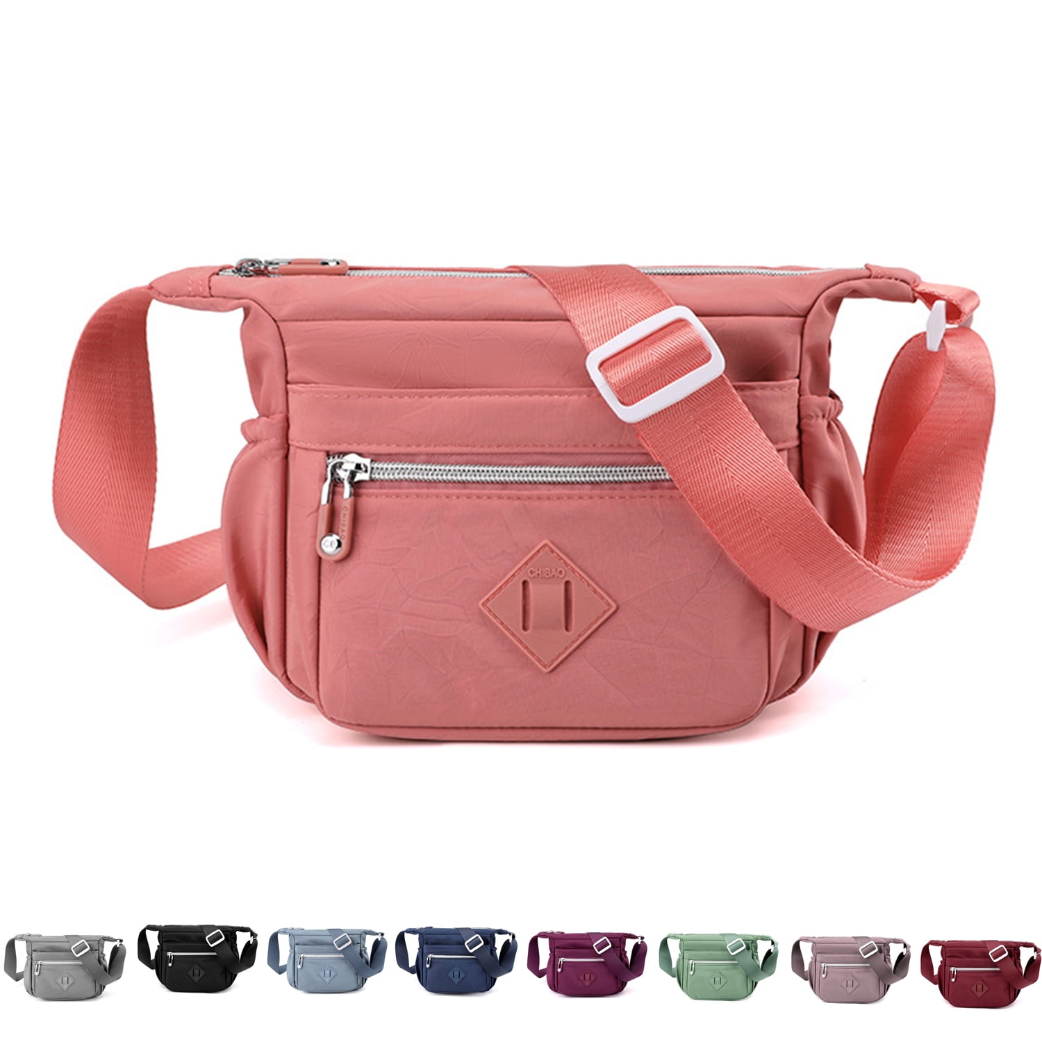 Yuanbang Female Sling Bags Crossbody Bag Nylon Shoulder Chest Bag,Pink, Women's, Size: Large