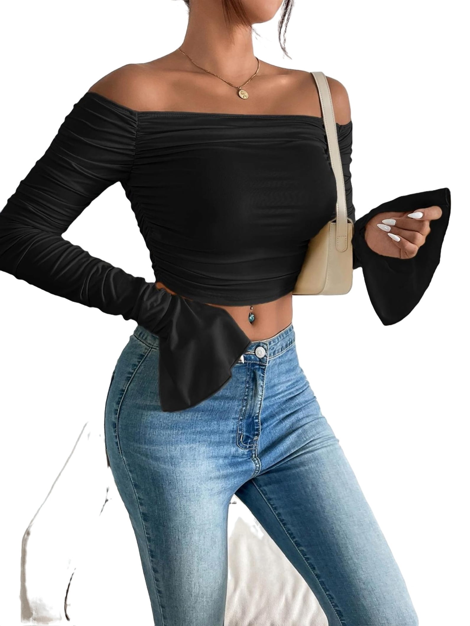 black off the shoulder top walmart