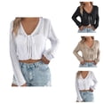 thumbnail image 1 of Casual Open Front Women's Cardigan Long Sleeve Teacher Outfit Cardigans Knit Lace Up Boho Cover Lightweight Comfortable Loungewear For Daily Wear Vacation Outfits, 1 of 2