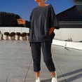 thumbnail image 1 of Casual Outfits for Women New Casual Sets for Women Fall Travel Outfits Sweatsuit 2 Piece Set Crewneck Sweatshirt and Sweatpants Suit Black XL, 1 of 8