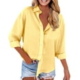 thumbnail image 1 of Casual Outfits for Women Shirts With Pockets Long Sleeve Down Shirt Blouse Loose Fit Vacation Beach Work Tops Clothes Womens Fashion Clothing, 1 of 4