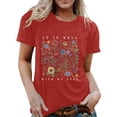 thumbnail image 1 of Casual Tops for Women Short Sleeve Crew Neck Graphic Print Comfort Style Petite Tops for Women,Red,XL, 1 of 4