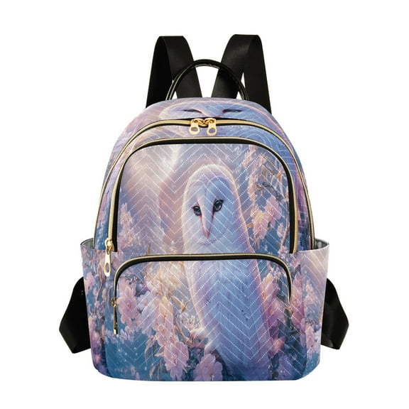 Casual Owl in Moonlit Cherry Blossoms Backpack for School,College and Travel, Water Resistant Bookbag,