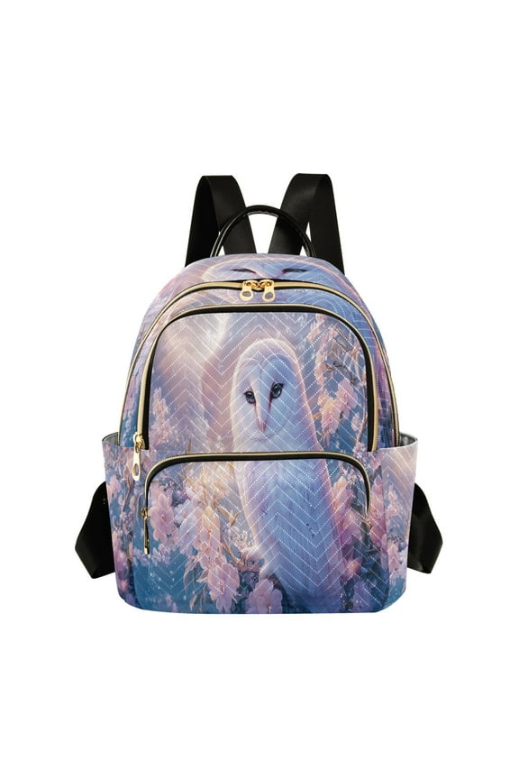 Casual Owl in Moonlit Cherry Blossoms Backpack for School,College and Travel, Water Resistant Bookbag,