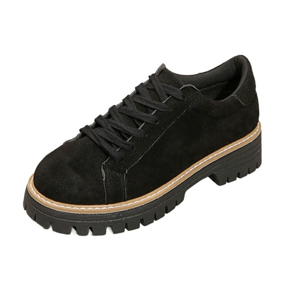 Casual Oxfords for Women Lace Up Style Business Ready Shoes Women's Casual Shoes On Comfortable Loafers For Daily Wear Soft Suede Flat Sole Sneakers With Thick Platform Stylish Walking Shoes