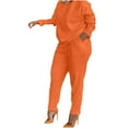 thumbnail image 1 of Casual Pant Suits for Women Trendy New Women's 2 Piece Lounge Sets Sweatshirt Casual Travel Outfits Fashion Wide Leg Tracksuit Cozy Sweatsuits Orange XL, 1 of 4