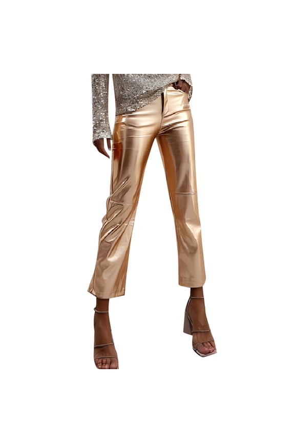 Casual Pants For Women Dressy 2024 Fashion Straight Leather Legs Solid Color Streetwear Slim Fit Trousers