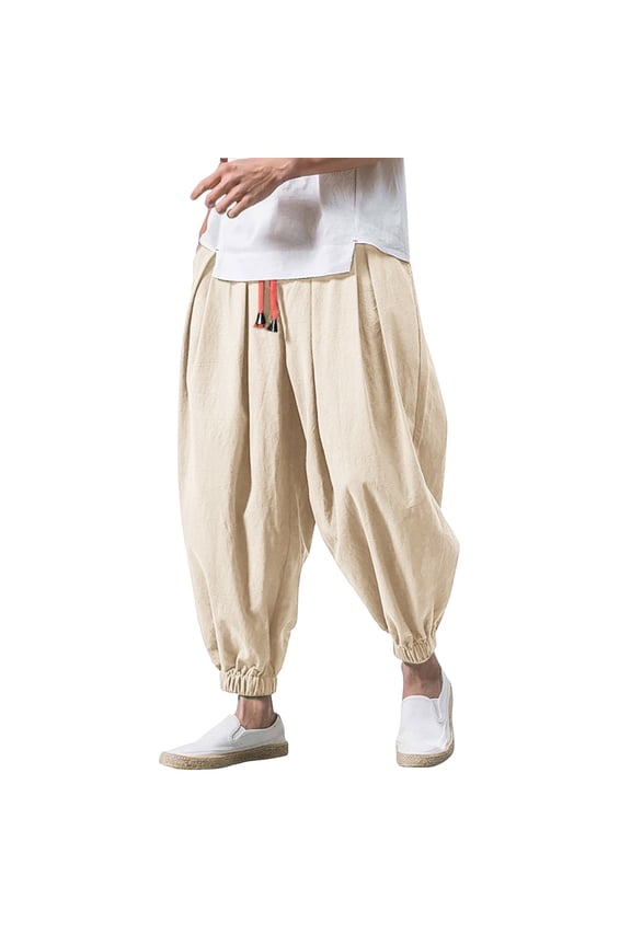Casual Pants for Men Boy Training Pants for Man Parachute Men Men's Open Leg Pant with Pockets Rave Bottoms Fashion Loose Casual Wide Men's Elasticated Leg Color Solid Brown XXL