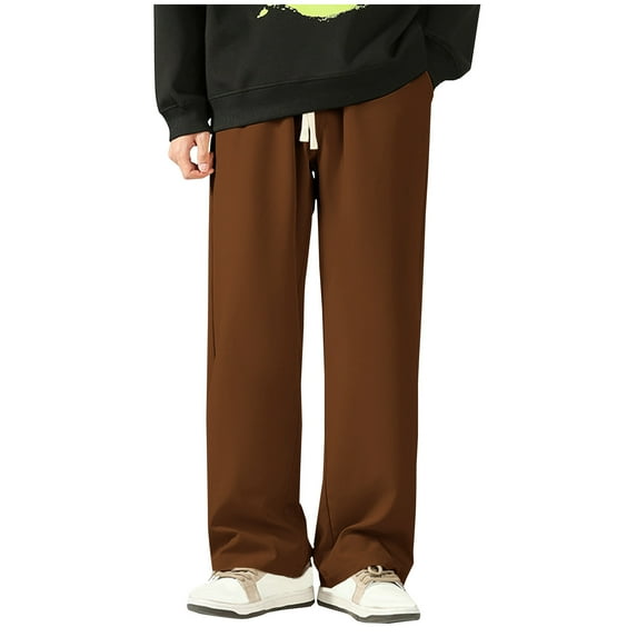 Casual Pants For Men Men's Cotton Sweatpants Loose Fit Baggy Straight Leg Fleece Sweat Pants Relaxed Fit Open Bottom Lounge Yoga Pants with Pockets Lightweight Drawstring Elastic Waist Sweatpants