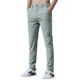thumbnail image 1 of Casual Pants for Men Solid Color Slim Fit Elastic Waist Button Business Suit Trousers Summer Fall Comfortable Outdoor Activities Slacks for Men Light Green 32, 1 of 5