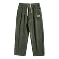 thumbnail image 1 of Casual Pants for Men Spring Fall Straight Tube Loose Fashion Cordiroy Trousers Winter Warm Sports Elastic Waist Drawstring Mens Dress Slacks Green XXL, 1 of 4