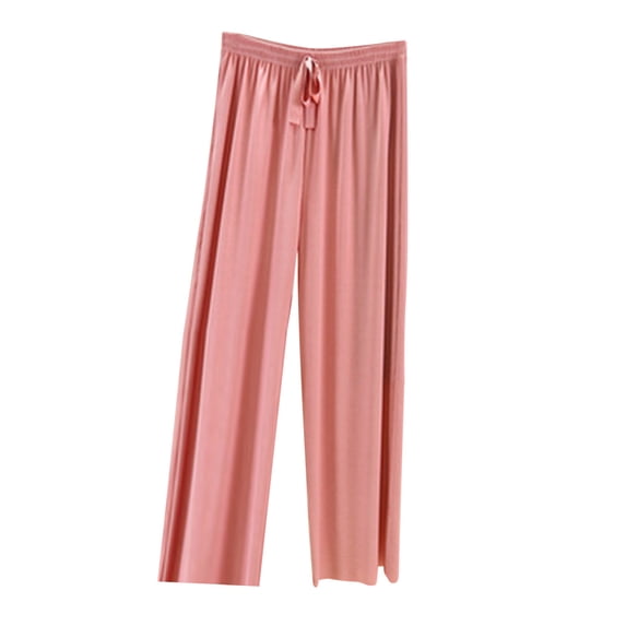 Casual Pants For Women Loose Fit Clearance Sale Women's Fashion Fitness Sport Relaxed Loose Elastic Waist Long Sweatpants Solid Color Bound Feet Pink XL