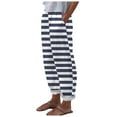 thumbnail image 1 of Casual Pants for Women Casual Loose Letter Print High Waist Sweatpants Women Drawstring Business Work Straight Leg White Linen Pants Women Pockets 1-Navy L, 1 of 4