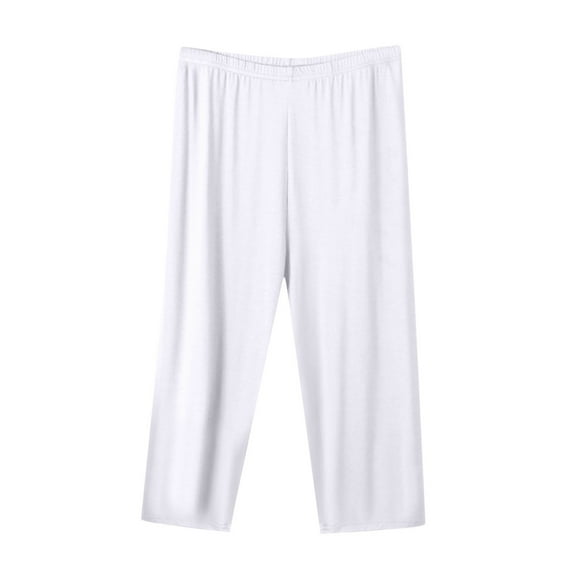 Casual Pants For Women Plus Size Clearance Sale Women's Casual Fashion Solid Color Three-quarter Shorts Thin Loose Large Size Home Pants For Sports And Can Be Worn Outside White XXL