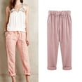 thumbnail image 1 of Casual Pants Women Plus Size High Waist Fashion Summer Solid Color Loose Casual Ladies Cotton Linen Cropped Pants, 1 of 3