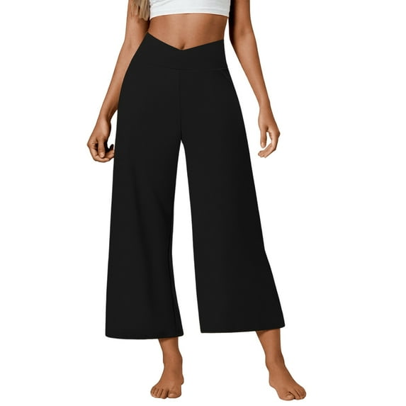 Casual Pants for Women Wide Leg Pants Woman Women's Casual Pants High Waist Loose Fit Comfortable Stretchy Joggers With Pockets Solid Color Tapered Ankle Sweatpants For Everyday Wear